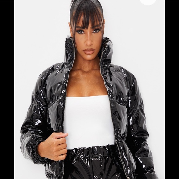 Vinyl black patent puffer jacket - Picture 4 of 7